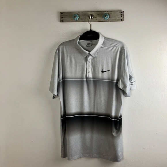 Nike Other - Nike Dri Fit Mens L Gray Ombre Striped Golf Shirt